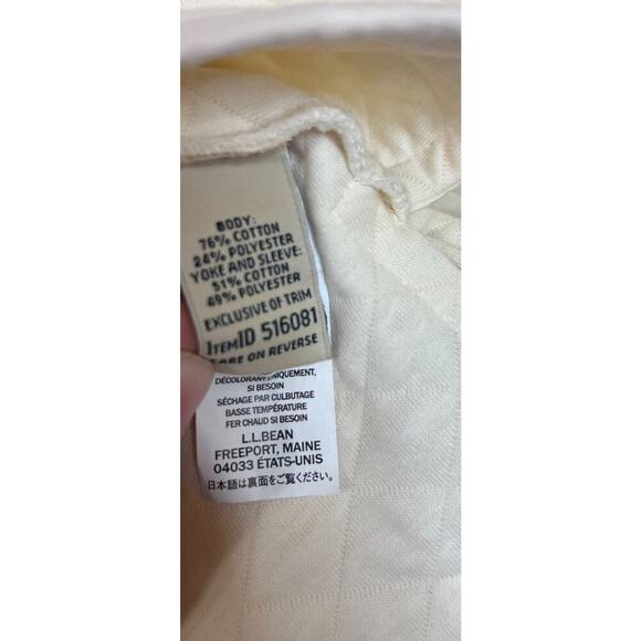 L.L. Bean Ivory Quilted Pullover Size MED Preppy - Picture 4 of 7